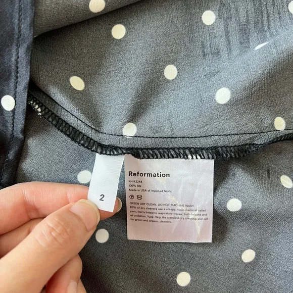 Reformation 2 Lane Silk Polka Dot Wrap Style Mini Dress - Picture 11 of 13